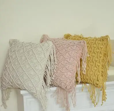 

Cotton thread cotton rope hand-woven tassel hug pillowcase homestay cushion cover tapestry shooting props cushion cover