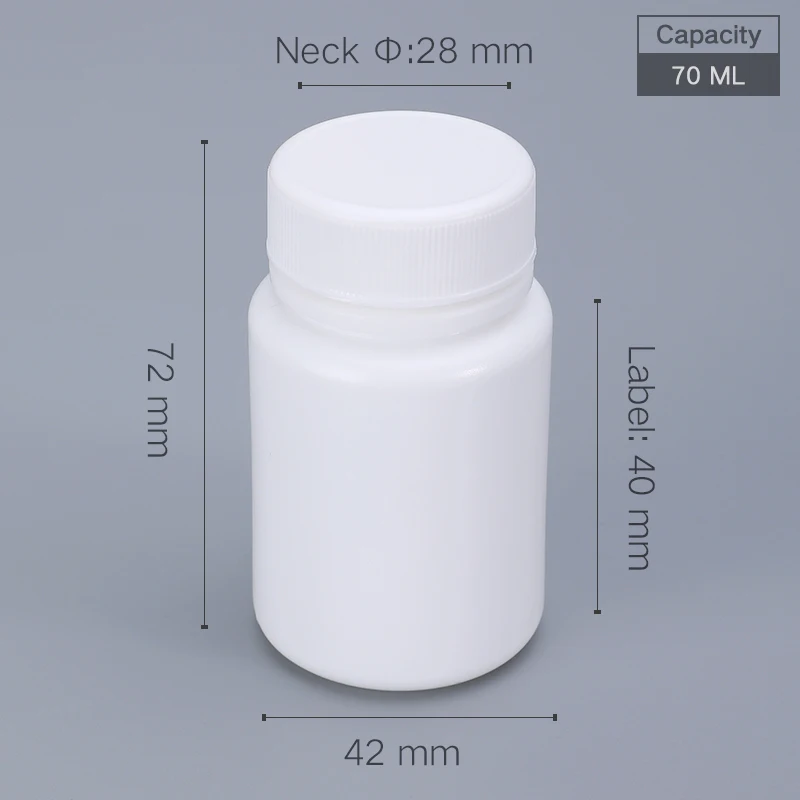 20Pcs Empty 70ML Plastic Medicine Bottle Portable Round Bottles with Screw Cap Pill Tablet Capsule Container 20PCS