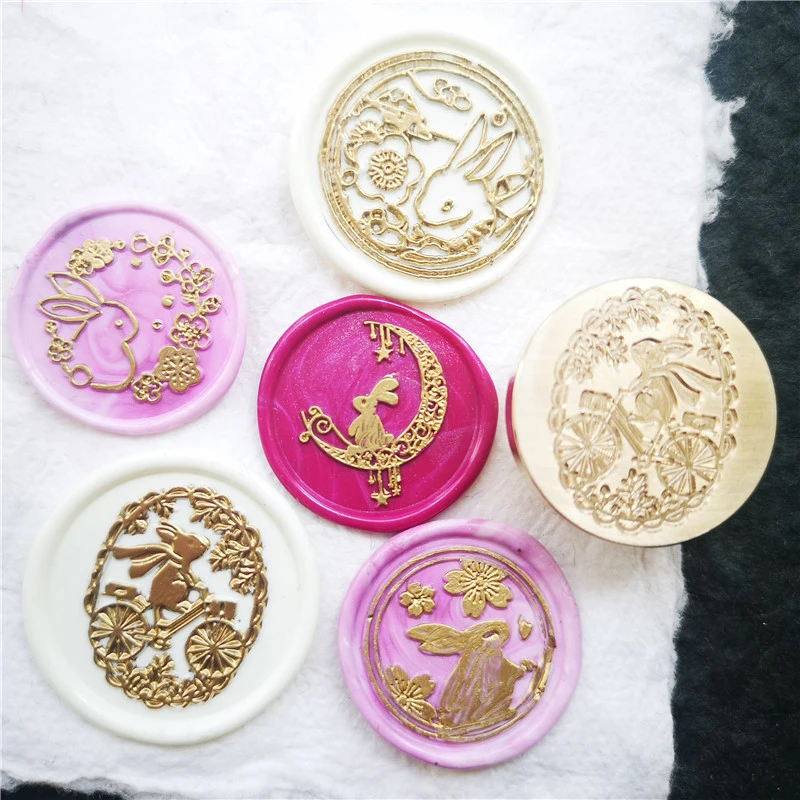 silicone stamps for card making Rabbit Wax Seal Stamp cute bunny Wax stamp seal kit wedding invitation sealing wax stamp moon and stars wax seal stamp kit wooden rubber stamps for card making