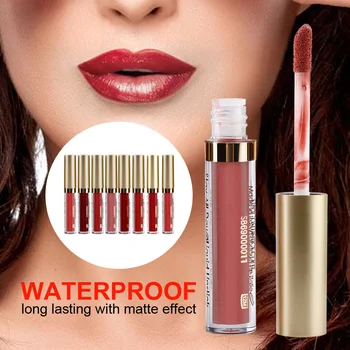 

8 Pcs/set long-lasting Lip Gloss Women Matte Mini LipGloss Lipstick Waterproof Non-stick cup Cosmetic Makeup Liquid Lipstick
