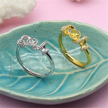 

Ring Mount Pearl Accessories Adjustable Size 925 Silver Plated Ring Jewelry DIY No Pearl Free Shipping
