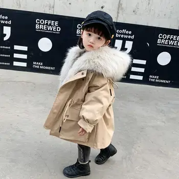 

2021 New Winter Kids Boys And Girls Coat Faux Fox Fur Liner Detachable Parkas Children Girls Thicken Warm Hooded Outerwear D251