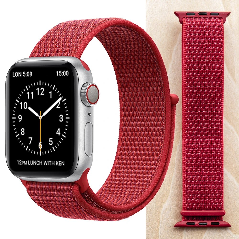 Высококачественный нейлоновый спортивный ремешок для Apple Watch Series 5 4 3 2 1, мягкий дышащий тканый ремешок 44 мм iwatch 38 мм 40 мм - Цвет ремешка: Red