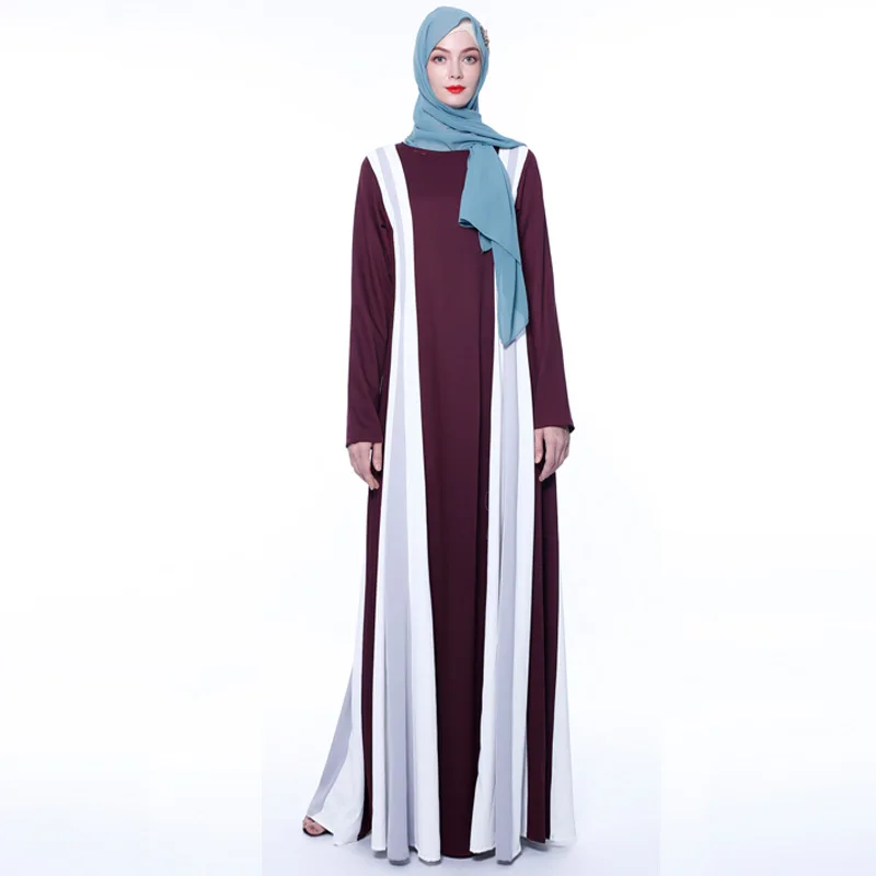 Элегантный мусульманский полосатый хит цвет абаи женский полный длина кимоно халаты арабский Рамадан молитвы исламские молитвы халат wq2500