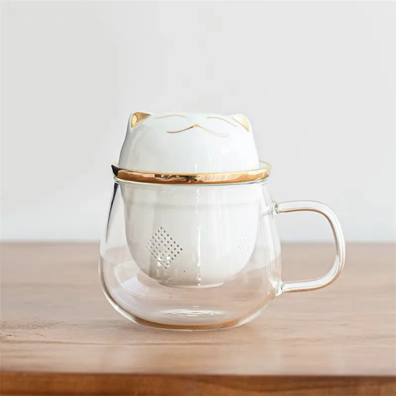Tasse de Séparation Infuseur Chat – Dessin Animé Mignon !