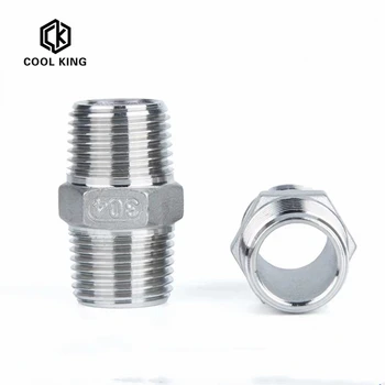 

1/8" 1/4" 3/8" 1/2" 3/4" 1"1-1/2” BSP Male Thread SS304 Stainless Steel Hex Nipple Union Pipe Fitting Connector Coupler Adapter