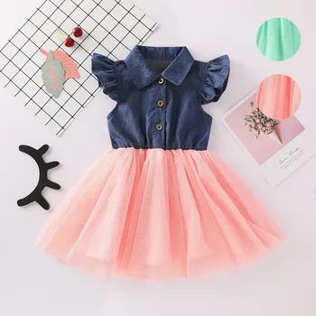 

Summer Baby Girl Dress Girls Clothes Princess Dresses For Girls Clothing Ruffles Denim Princess Tulle Casual Dress Outfits