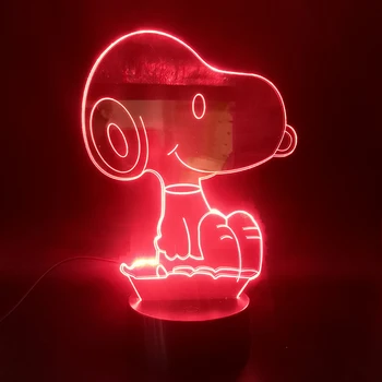 

Snoopy Cartoon Bright Base 3D Lamp Best Selling for Room Decorative Atmosphere Battery Powered Hologram Led Night Light Lamp