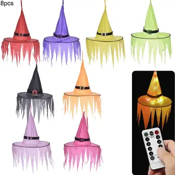 

Halloween Luminous Witch Hat Waterproof Battery Box Witch Hat Remote Control 8-function Outdoor Decoration Hanging Lamp