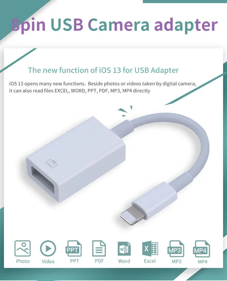 OTG USB камера Aux адаптер для 8 Pin к USB кабель наушники конвертер Электрический пианино MIDI клавиатура для телефона 7 8 Поддержка iOS13