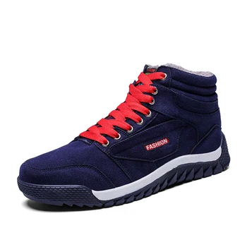 

Men Boots Men Winter Shoes Plus Size 46 Warm Ankle Botas Hombre For Suede Leather Winter Boots Shoes Men Plush Sneakers Mens