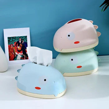 

Dinosaur Shape Tissue Box Green Environmental Protection Plastic Tissue Box Baby Wipes Box Tissue Box Holder for Car Napkin Box