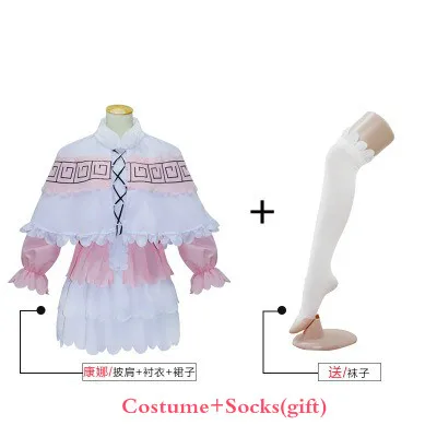 Costume Miss Kobayashi Дракон горничной Kamui Косплей Канны костюм Лолита рубашка юбка накидка ПОЛНЫЙ КОМПЛЕКТ Хэллоуин Карнавал Длинный парик головной убор - Цвет: Costume