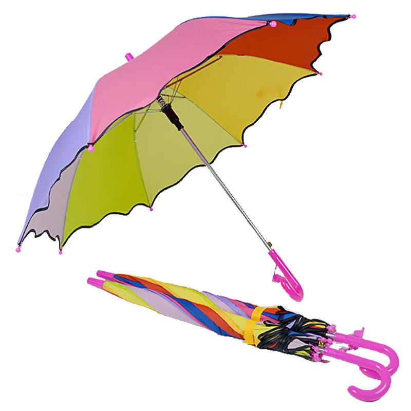 

Manufacturers Direct Selling Taobao-Creative Customizable Children Umbrella Straight Pole Rainbow Umbrella Flounced Princess Umb