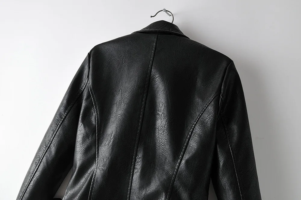 New Fall Women's Short PU Leather Jacket Red Black Yellow Rivet Cool Motorcycle Gothic Coat With Belt Trench Coat Outwear