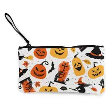 Бесшумная тематическая вечеринка Хэллоуин Печать тканевая сумка кошелек-брелок для ключей сумка Холщовая Сумка клатч Tote Pumpkins дизайн кошелек