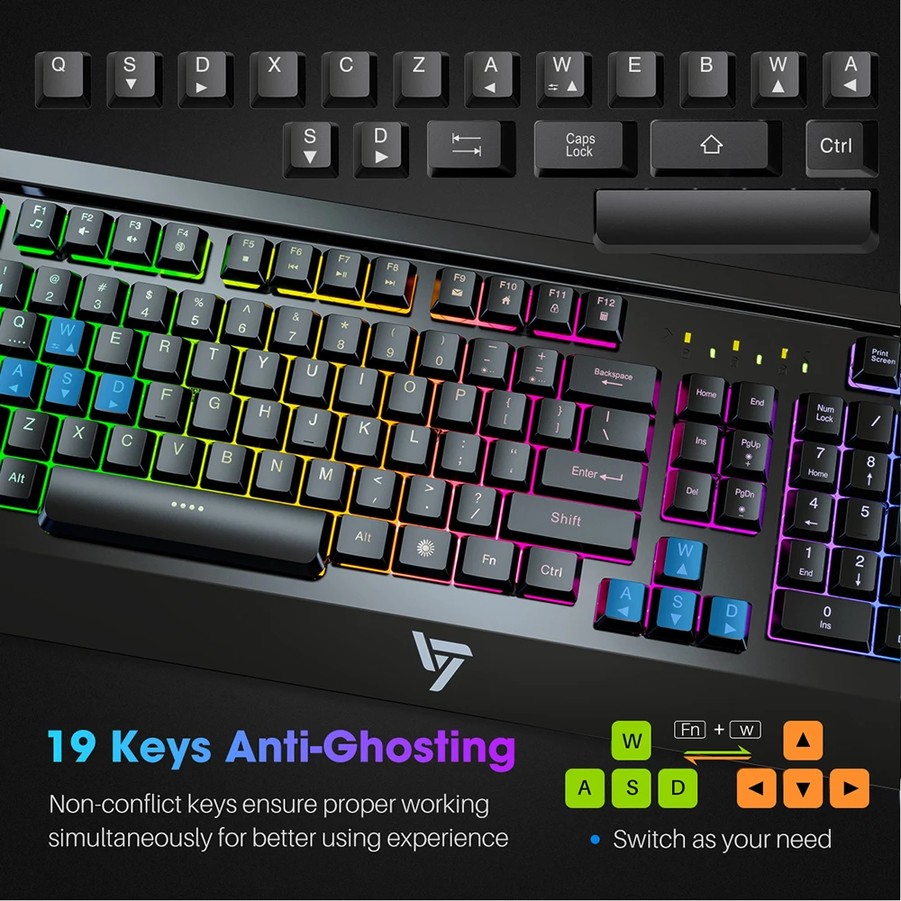 VicTsing PC149 Игровая клавиатура Механическая Проводная клавиатура USB 104 Keycaps RGB клавиатура с подсветкой компьютерные игровые клавиатуры