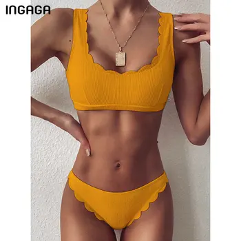 Ingaga Scalloped Edge Ribbed Bikini Swimsuit 4