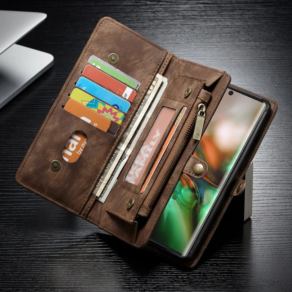

Magnetic Flip TPU Back Cover Fundas for Samsung Galaxy Note10 Note 10 Plus Case Luxury PU Leather Zipper Wallet Card Phone Coque