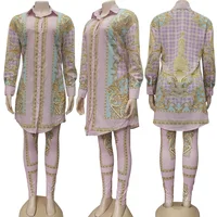 Autumn 2 Piece Sets African Sets For Women Retro Print Loose Long Shirt And Skinny Long Pants Sexy Fall Fashion 2024 5