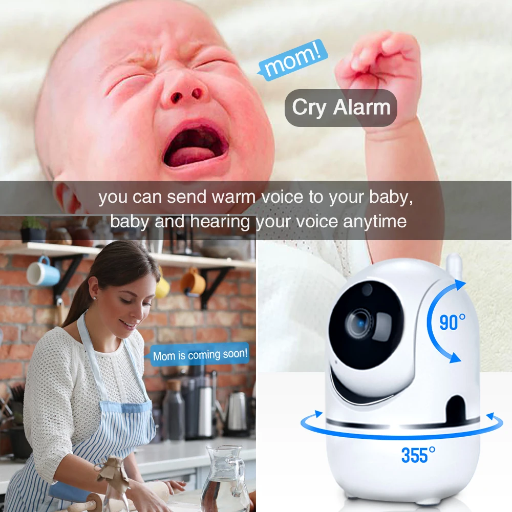 720P Baby Monitor Smart Home Cry Alarm Mini Surveillance Camera with Wifi Security Video Surveillance IP Camera Pet 360 ycc365