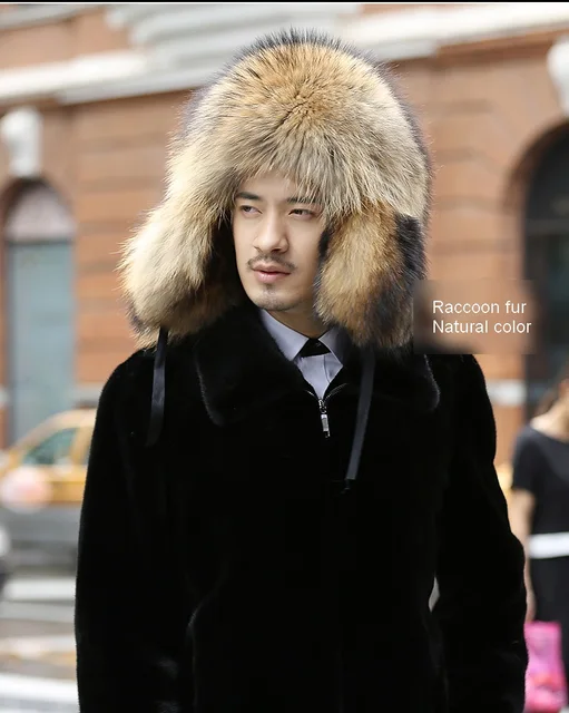 Genuine Raccoon Fur hat Real fur cap 