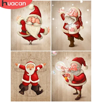 

HUACAN Painting By Number Christmas Drawing On Canvas Picture By Numbers Santa Claus Kits Home Decoration
