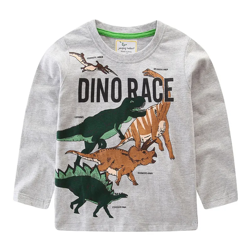 Футболка с длинным рукавом для мальчиков изображением динозавров|boys designer t shirt|boys