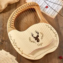 Harp pequeno instrumento portátil de 19 cordas, instrumento de nicho de madeira estilo harp para iniciantes
