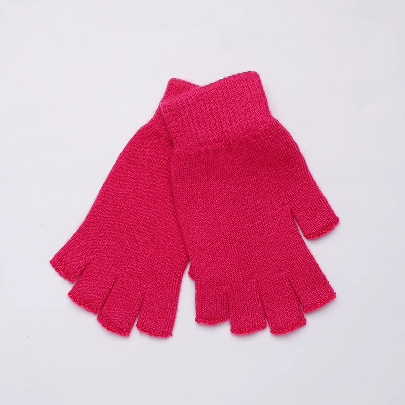 9Rose Red Sparsil мужские и женские кашемировые перчатки с половинными пальцами короткие шерстяные вязаные митенки зимняя теплая шапка унисекс шерстяные эластичные перчатки без пальцев - Цвет: 9Rose Red