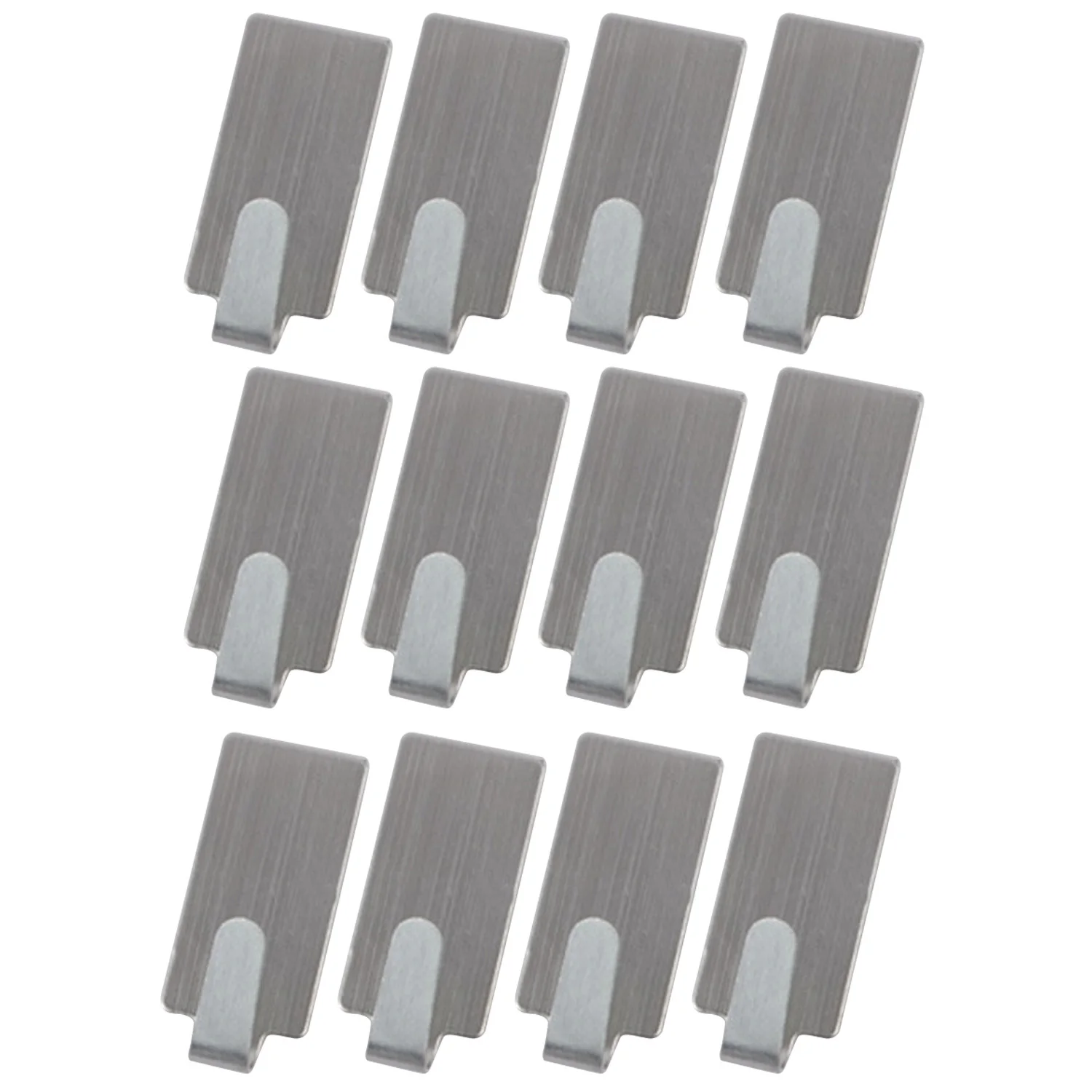 12pcs Small Self Adhesive Stainless Steel Wall Hook Hangers for Kitchen Bathroom Hanging Cap Robe Towel Keys - Цвет: Rectangle