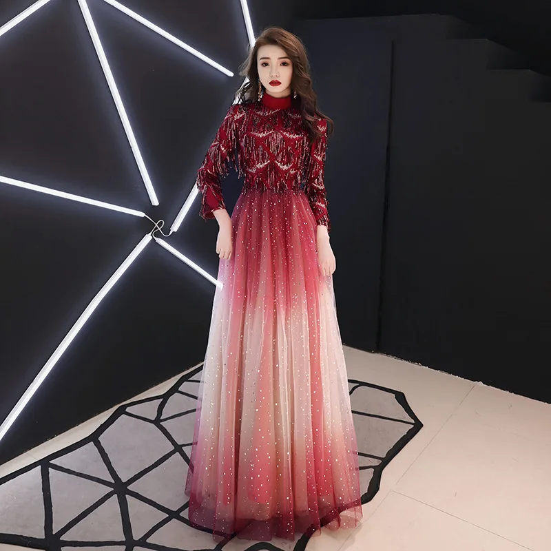 Skyyue Black Cocktail Dress Half Sleeve Plus Size Lace Robe Cocktail Gown High Collar A-Line Sequined Cocktail Dress E389