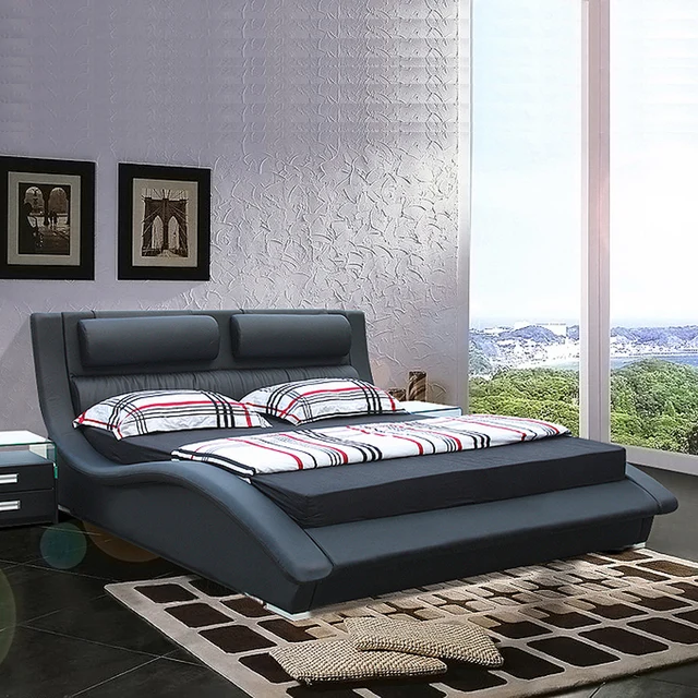 Genuine leather bed frame modern nordic camas ultimate bed lit beds