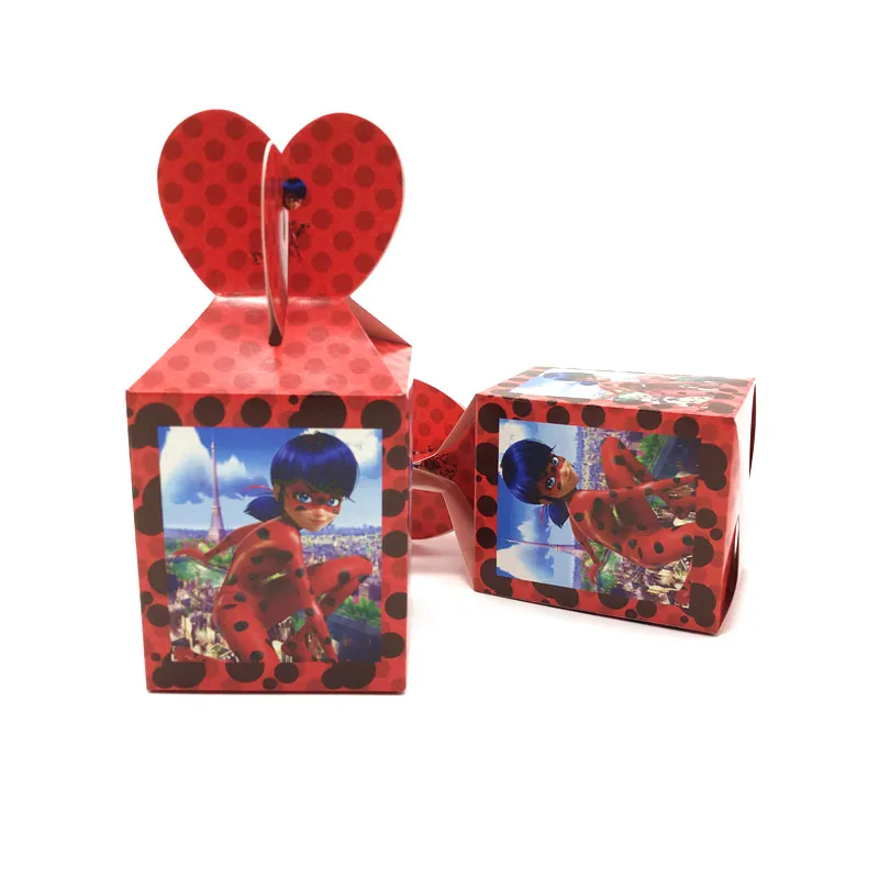 1 шт. мультяшная Божья коровка для девочек, принадлежности для дня рождения, принадлежности для карт, одноразовые скатерти, детские украшения для дня рождения - Цвет: CandyBoxes-6Pcs