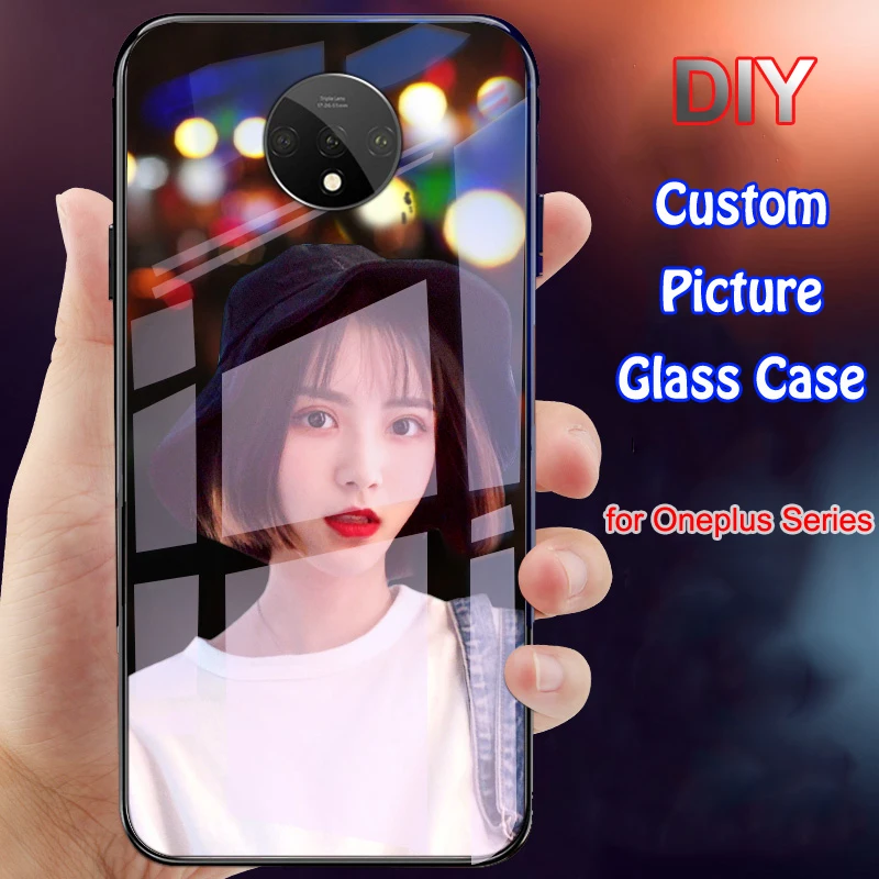 Customized Tempered Glass Case for Oneplus 7T Pro 7t 7 6 6T Cases DIY Photo Logo Name Picture Hard HD Cover Funda |
