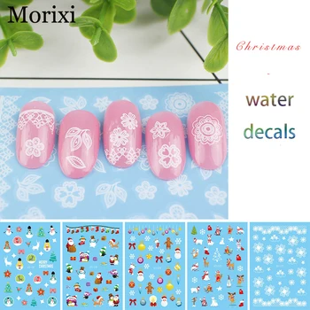 

1PC nail art tattoo sticker christmas style cartoon snow man gift flakes image printing water transfer nail decals RA046