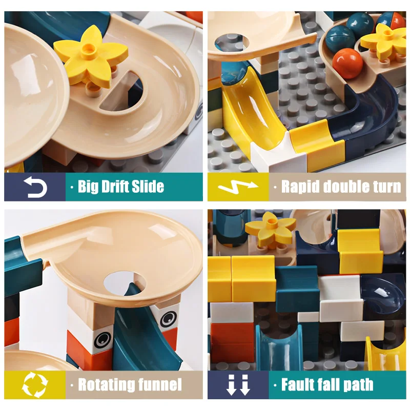 83 332PCS Marble Race Run Bricks LegoING Duploed Big Size Building Blocks Funnel Slide Blocks DIY 4
