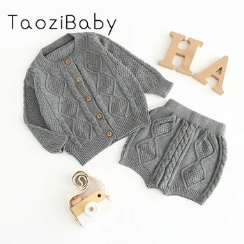 

Baby Sets 2020 Spring Baby Boys And Girls Water Chestnut Sweater Pure Cotton Cardigan Suit Long Sleeve Warm Outerwear