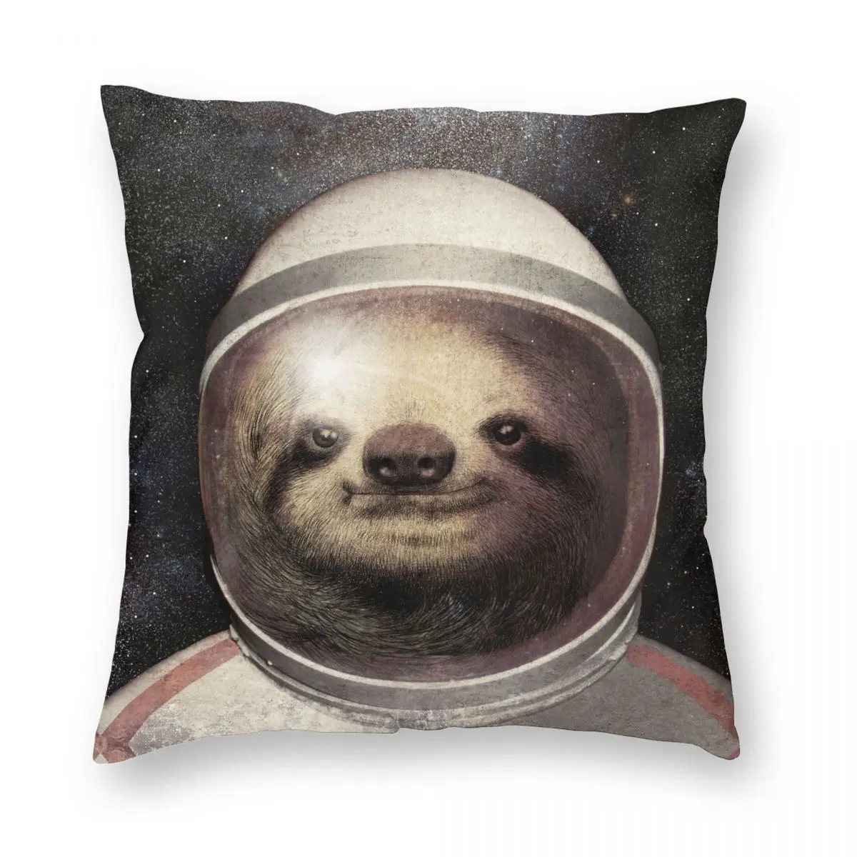 

Квадратный чехол для подушки Space Sloth из полиэстера и льна