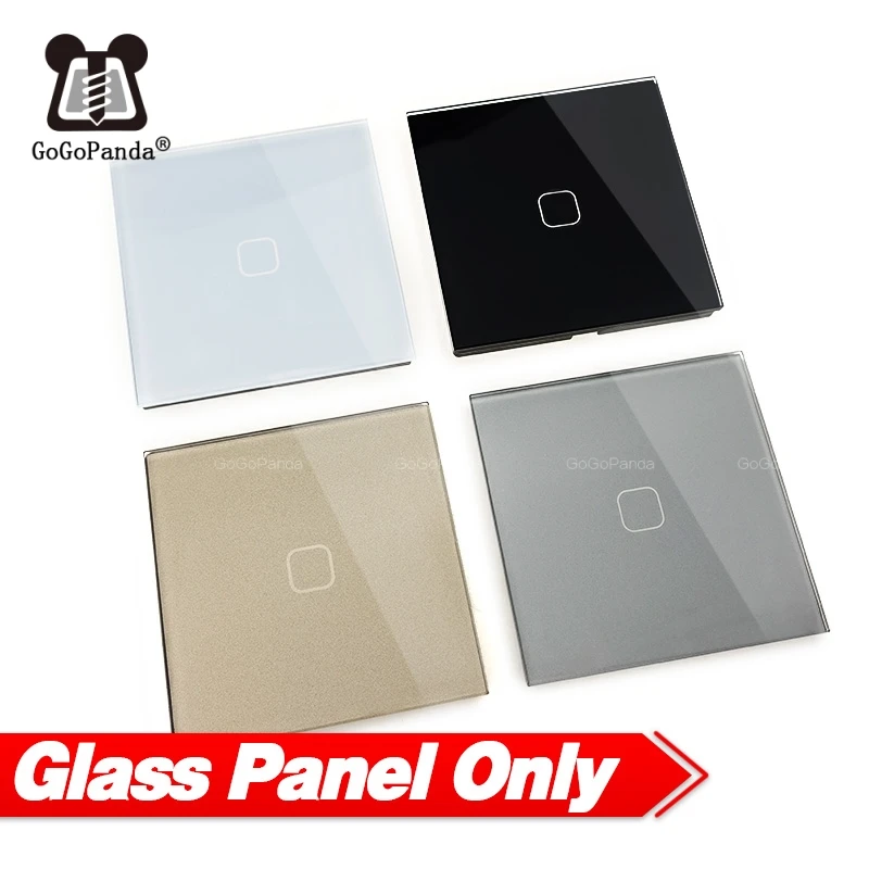Touch Switch Panel Round Square 86mm * 86mm EU UK 1G 2G 3G Luxury Crystal Glass Panel White Black Grey Gold 1 Piece (Not switch) wall touch switch socket,light switch cover,pixel style switch board