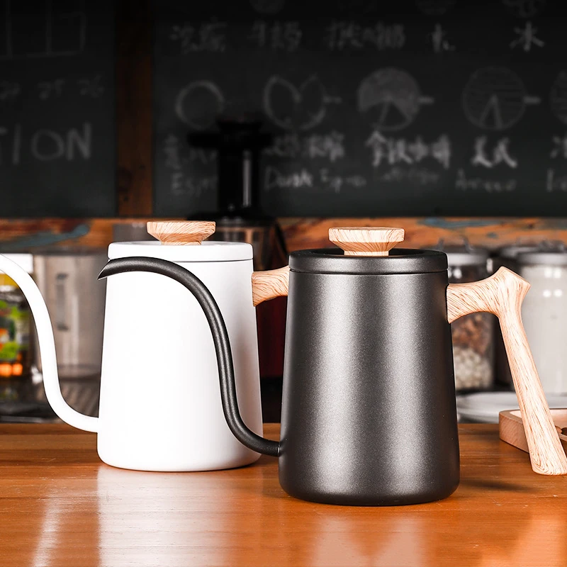 

600ml Drip Kettle Coffee Tea Pot Non-stick Coating Food Grade Stainless Steel Gooseneck Drip Kettle Swan Neck Thin Mouth