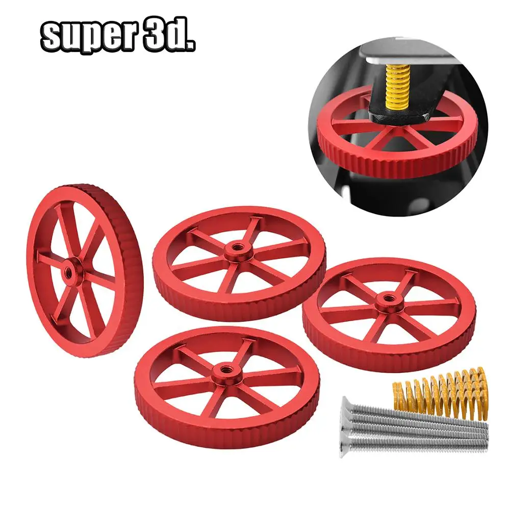 Alumínio Atualizado Mão Torção Nivelamento Porca Peças de Impressora 3d Hot Bed Die Springs m4 Parafusos Ender Pro Cr20 Pcs - Imagem 2