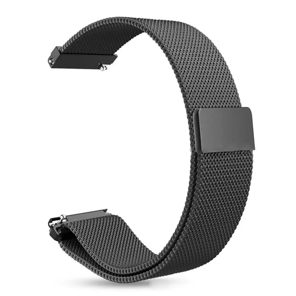 22 мм 20 мм металлический браслет из нержавеющей стали для Xiaomi Amazfit Bip Pace ремешок на запястье Миланская петля магнитные умные часы с ремнем браслет - Цвет: Black