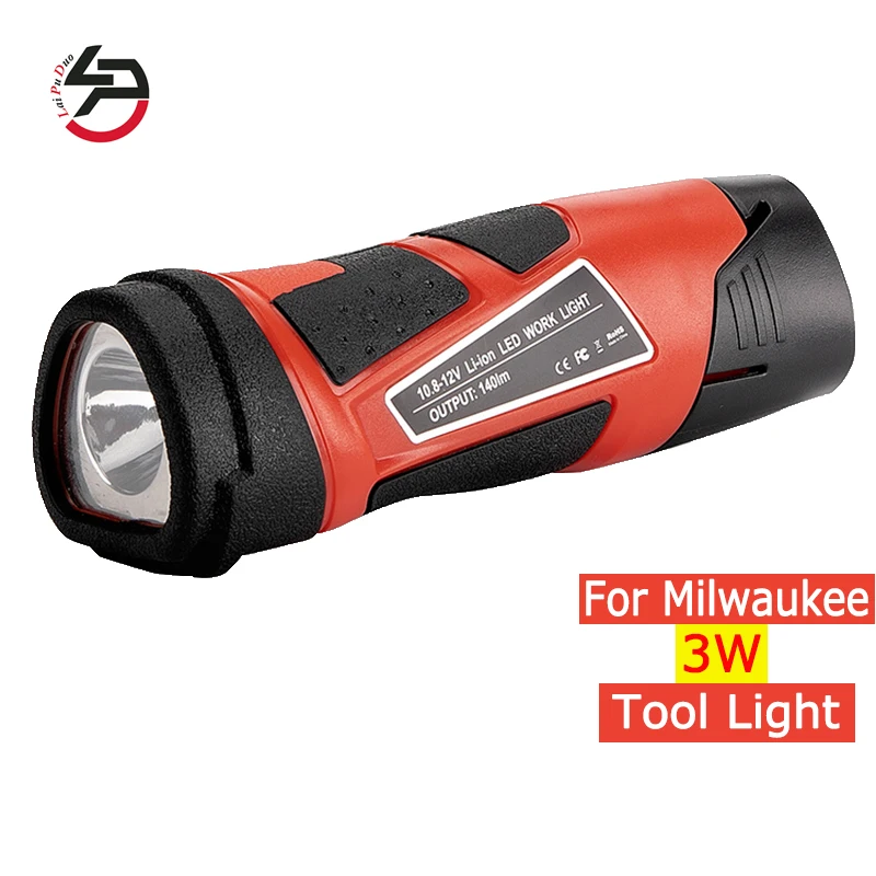 

Suitable for Milwaukee 3W Tool Light Emergency Light Used for Milwaukee 10.8V/12V Li-ion Battery M12/48-11-2401/C12 B/C12BX