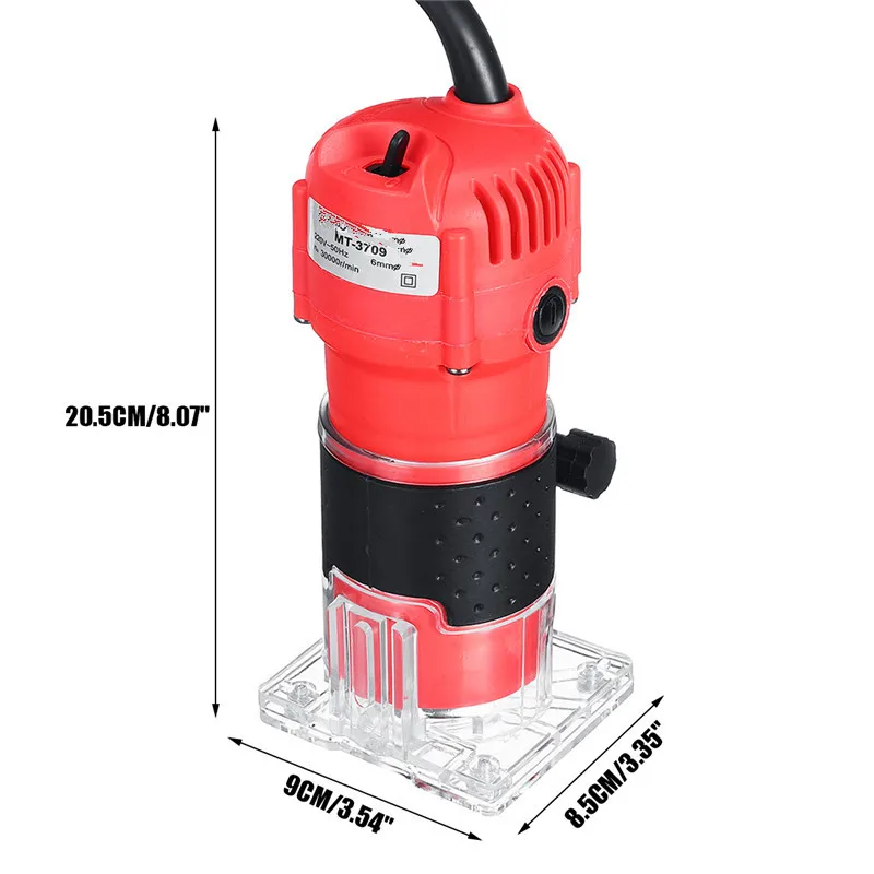 

220V 1300W 6.35mm 30000RPM Electric Hand Trimmer Wood Laminator Router Power Tools DIY Woodworking Cutter Carving Trimming Tool