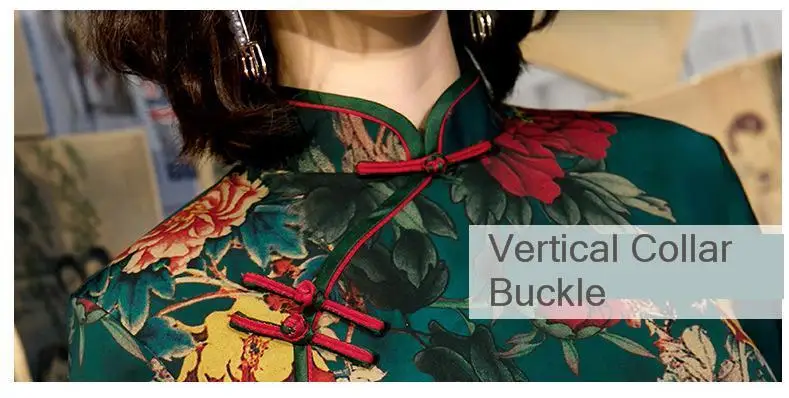 Sheng Coco размера плюс Ретро зеленый китайский стиль Qi Pao длинный рукав Cheongsam женское традиционное китайское восточное платье 4XL 5XL
