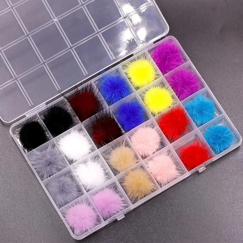 

100pcs/24pcs Candy Bear Nail Charms Decoration DIY Magnetic Puffy Nail Pom Poms Kit Detachable Nail Art Rhinestone Accessories