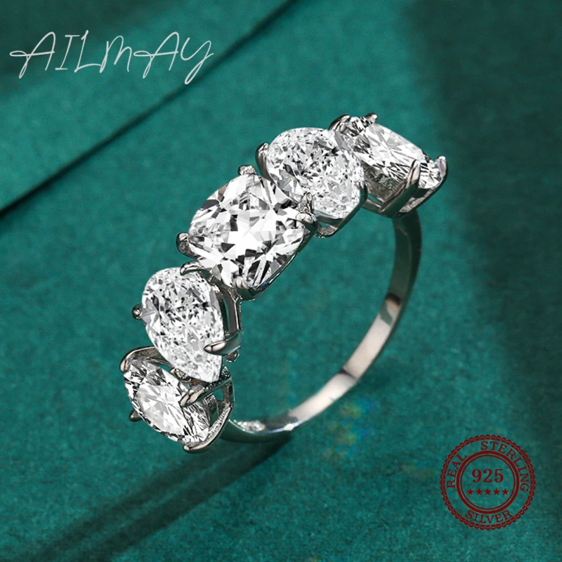 Anello In Argento Sterling 925 Con Zircone Bianco E Zirconia Cubica