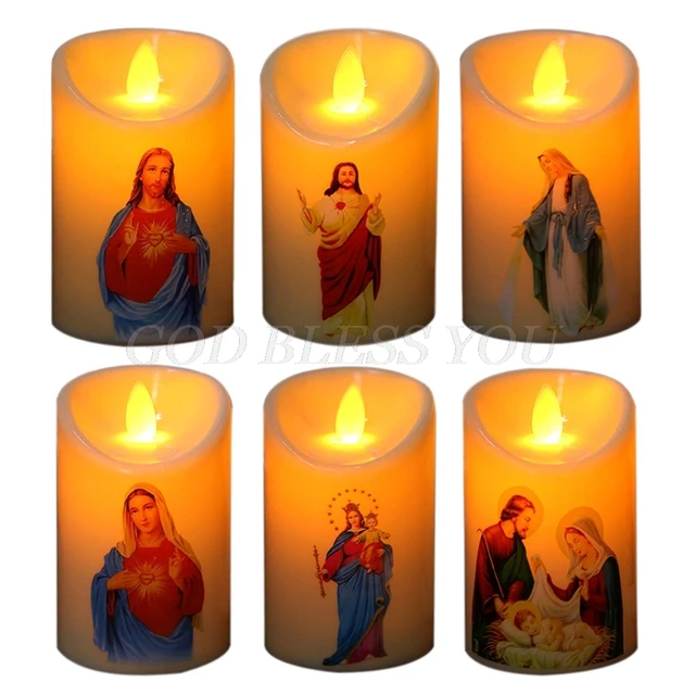Gesù cristo candele lampada LED Tealight romantico pilastro luce creativa senza fiamma candela elettronica a batteria 1