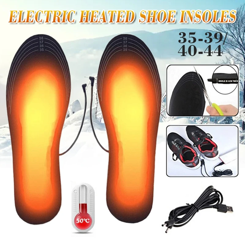 USB Electric Heated Shoe Insole Warm Sock Feet Heater Foot Winter Warmer Pad PO 